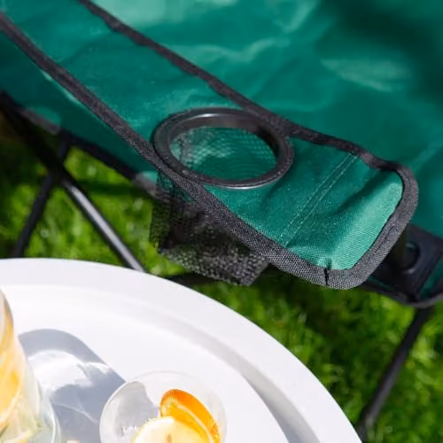 Harbour Housewares Folding Canvas Camping Chairs with Armrests, Pack of 4, Green and Matt Black – 3