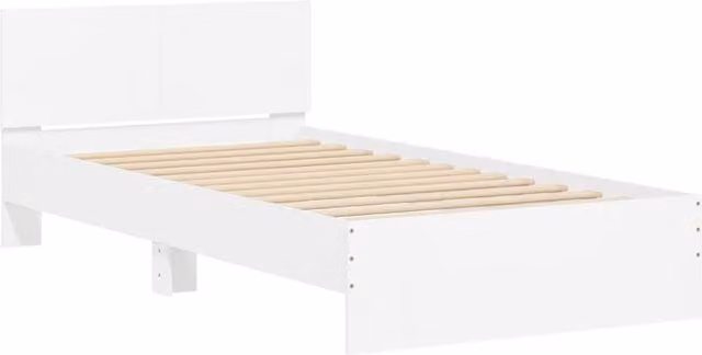 Berkfield Home Durable Bed Frame with Headboard in White, W/D/H: 100 x 200 x 70 cm