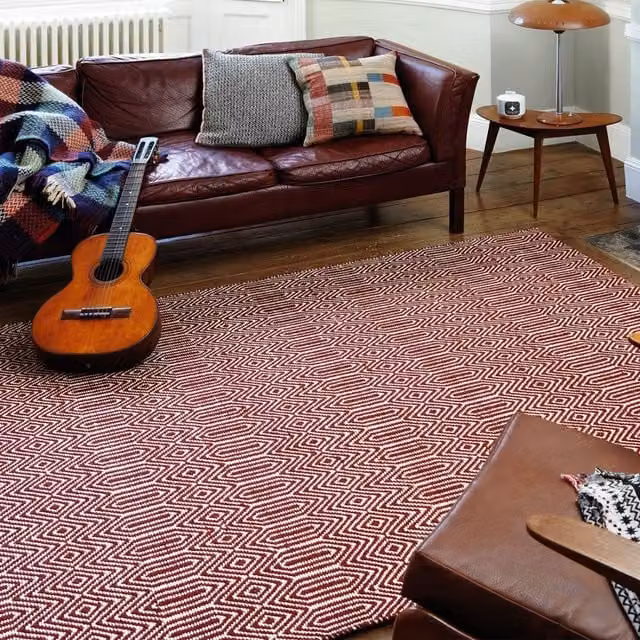 The Rug Shop UK Handmade Modern Geometric Wool Flat Weave Rug in Red, W: 200 cm, D: 300 cm – 1