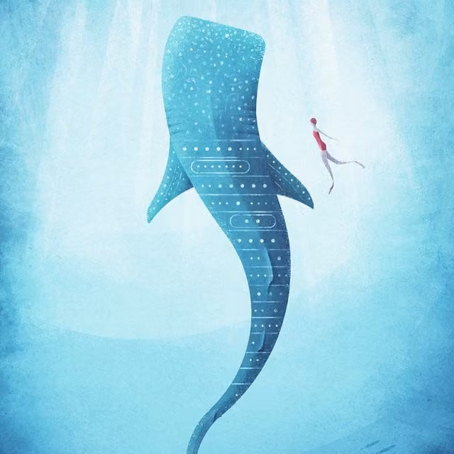 The Whale Shark Blue Wall Mural