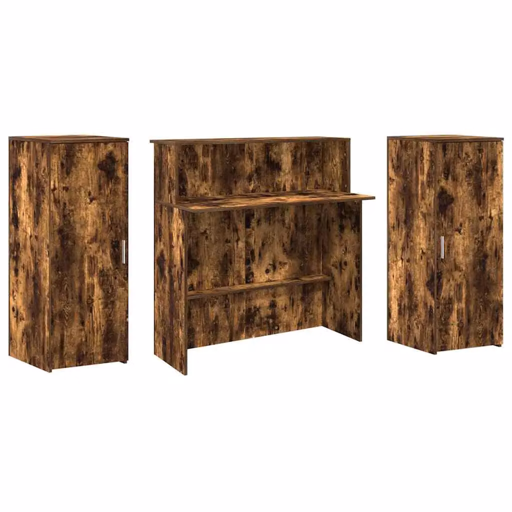 Berkfield Home Reception Desk in Smoked Oak Brown, W/D/H: 180 x 50 x 103.5 cm – 4