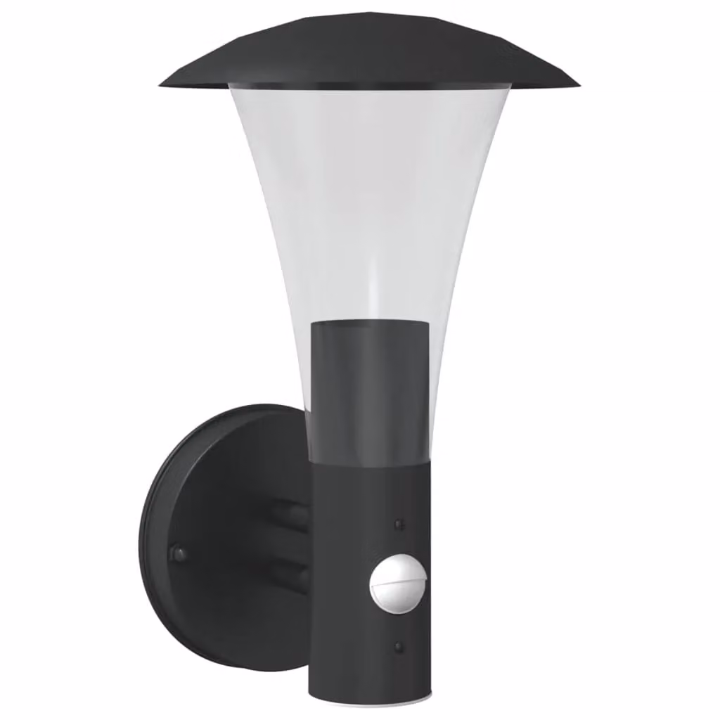 Berkfield Home Black Stainless Steel Outdoor Wall Light with Motion Sensor