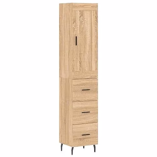 vidaXL Highboard in Sonoma Oak, W/D/H: 34.5 x 34 x 180 cm