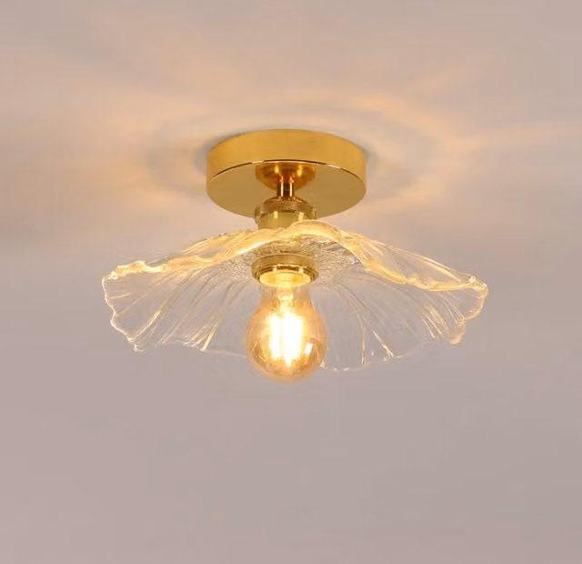 COMELY Modern Flower Shaped Glass Ceiling Light with E27 Base in Gold and Transparent