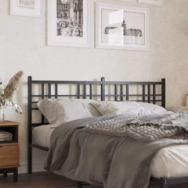 Berkfield Home Classic Metal Headboard in Black, 160cm