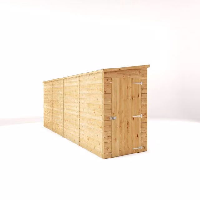 Mercia Modular Shiplap Pent Storage Shed in Light Brown, W: 488 cm, D: 127.9 cm, H: 203.3 cm