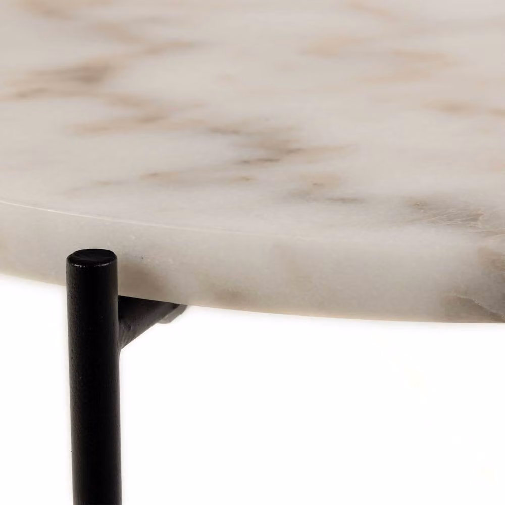 Wyld Haus Verona Round White Marble Side Table, W/D/H: 42 x 42 x 45 cm – 3