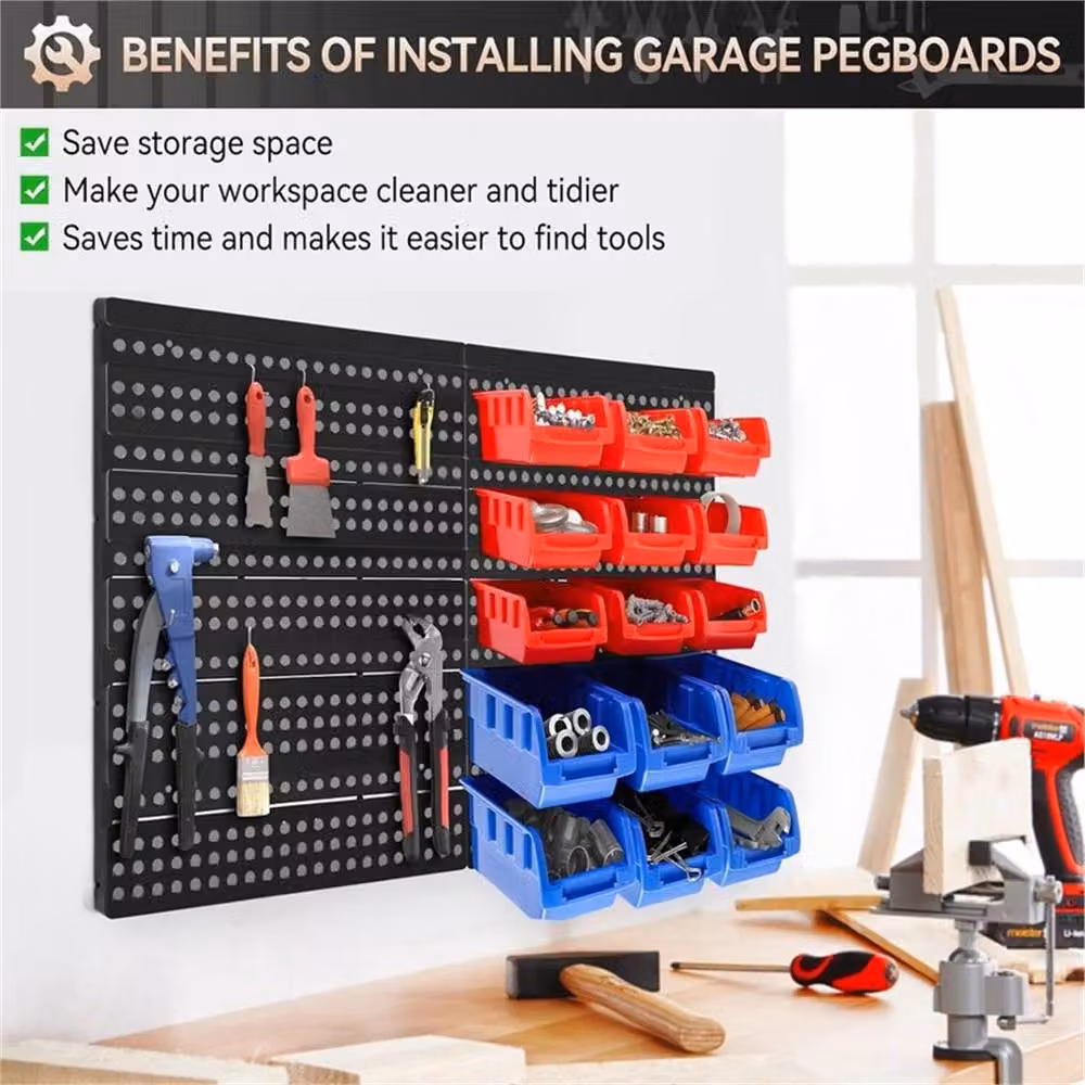 Nordara 30-Piece Red Plastic Wall Mounted Garage Storage Bins – 3