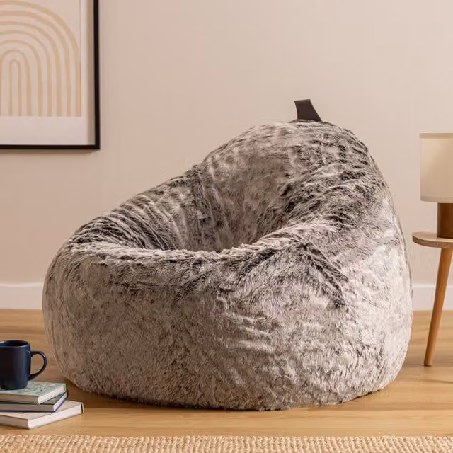 ICON Cocoon Faux Fur Bean Bag in Grey – 1