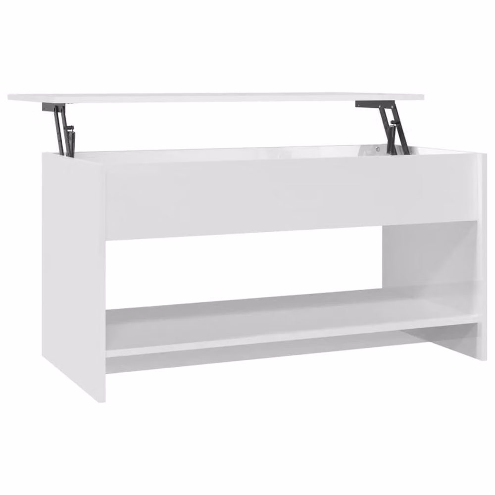 Berkfield Home Modern High Gloss White Coffee Table with Lift Mechanism, W: 102 cm, D: 50 cm, H: 52.5 cm – 2