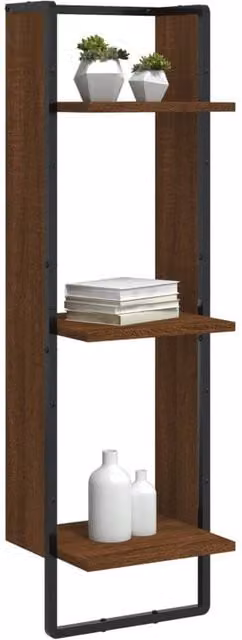 Berkfield Home Beautiful 3-Tier Wall Mounted Shelf in Brown Oak, W/D/H: 30 x 25 x 100 cm – 1