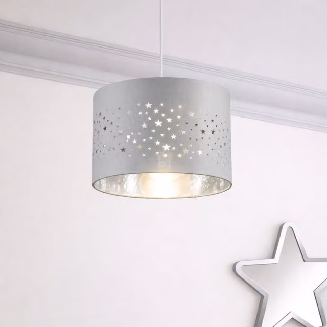 CGC Lighting Stardust Grey Star Easy Fit Fabric Ceiling Lamp Shade