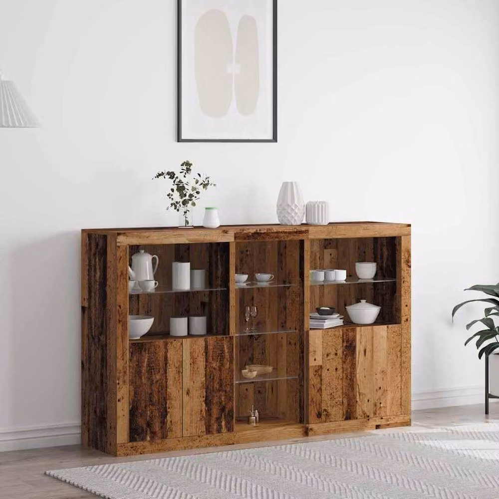 Berkfield Home Rustic Brown Sideboard with Integrated LED Lights, W/D/H: 162 x 37 x 100 cm – 2