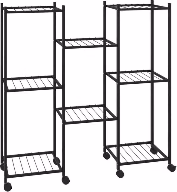 Berkfield Home Black Metal Flower Stand with Wheels, W/D/H: 25 x 25 x 83.5 cm – 1