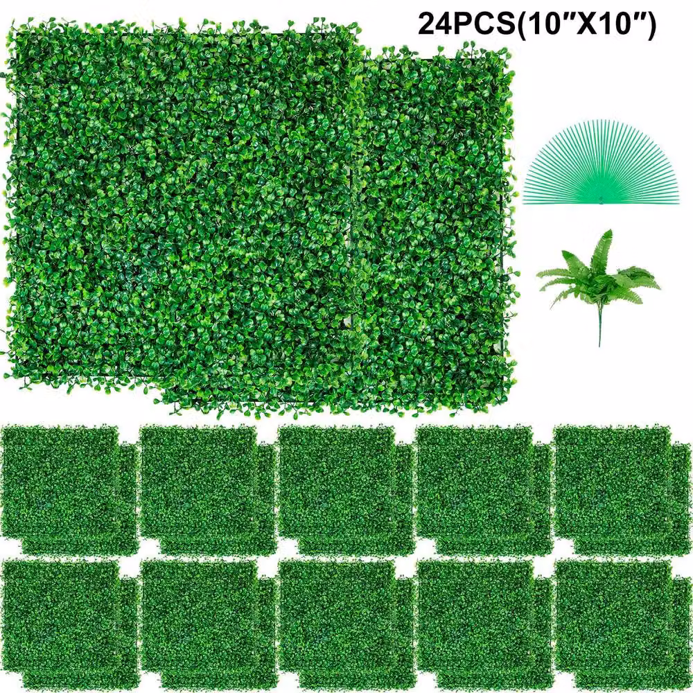 VEVOR Lush Artificial Boxwood Panel Green Grass Wall W/D/H: 25.4 x 25.4 x 2.54 cm – 8