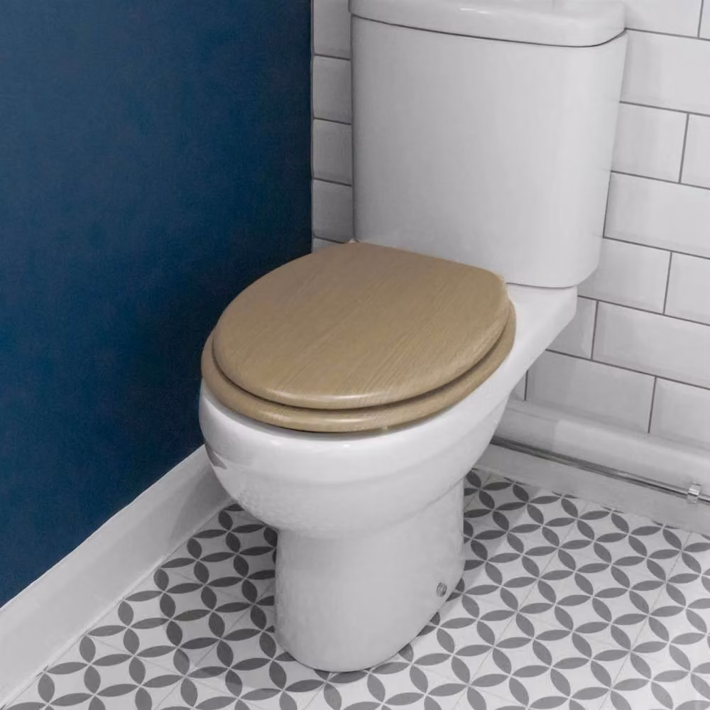 VOGREX Oval Soft Close Wooden Toilet Seat in Light Oak and Beige – 2