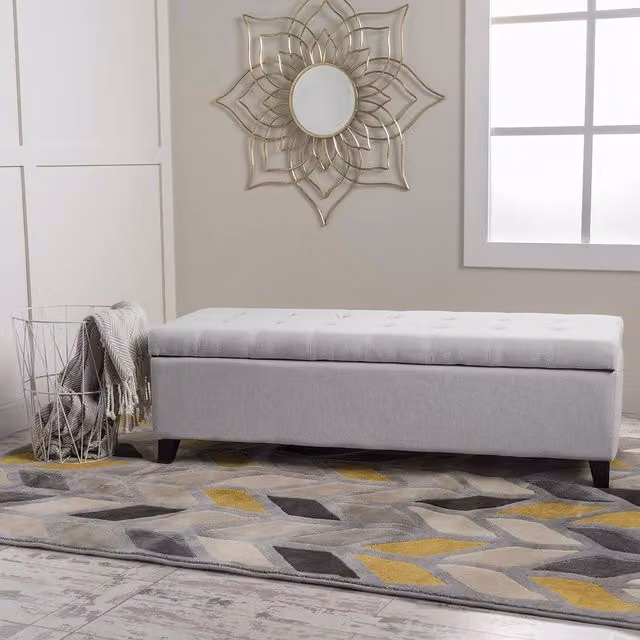 FWStyle Modern Upholstered Ottoman Storage Bench Seat in Grey