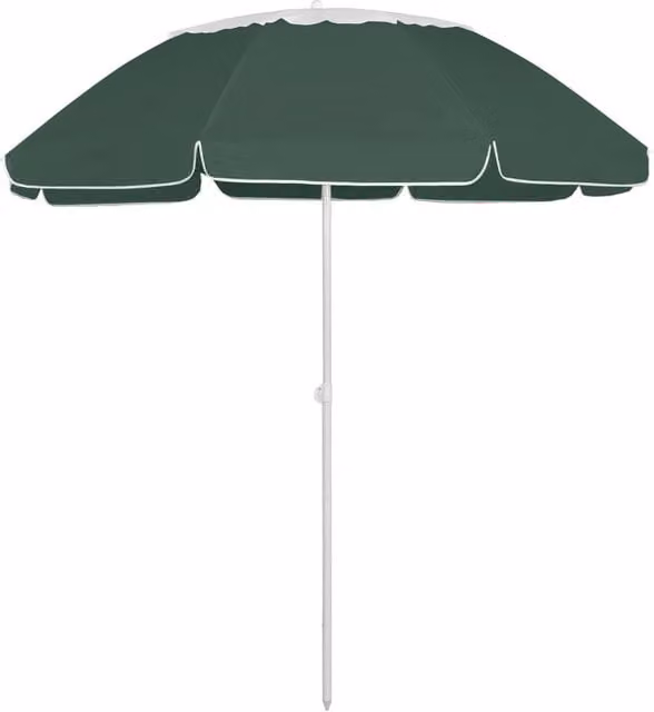 Berkfield Home Green Floral Polyester Beach Umbrella with Central Pole, 300 cm