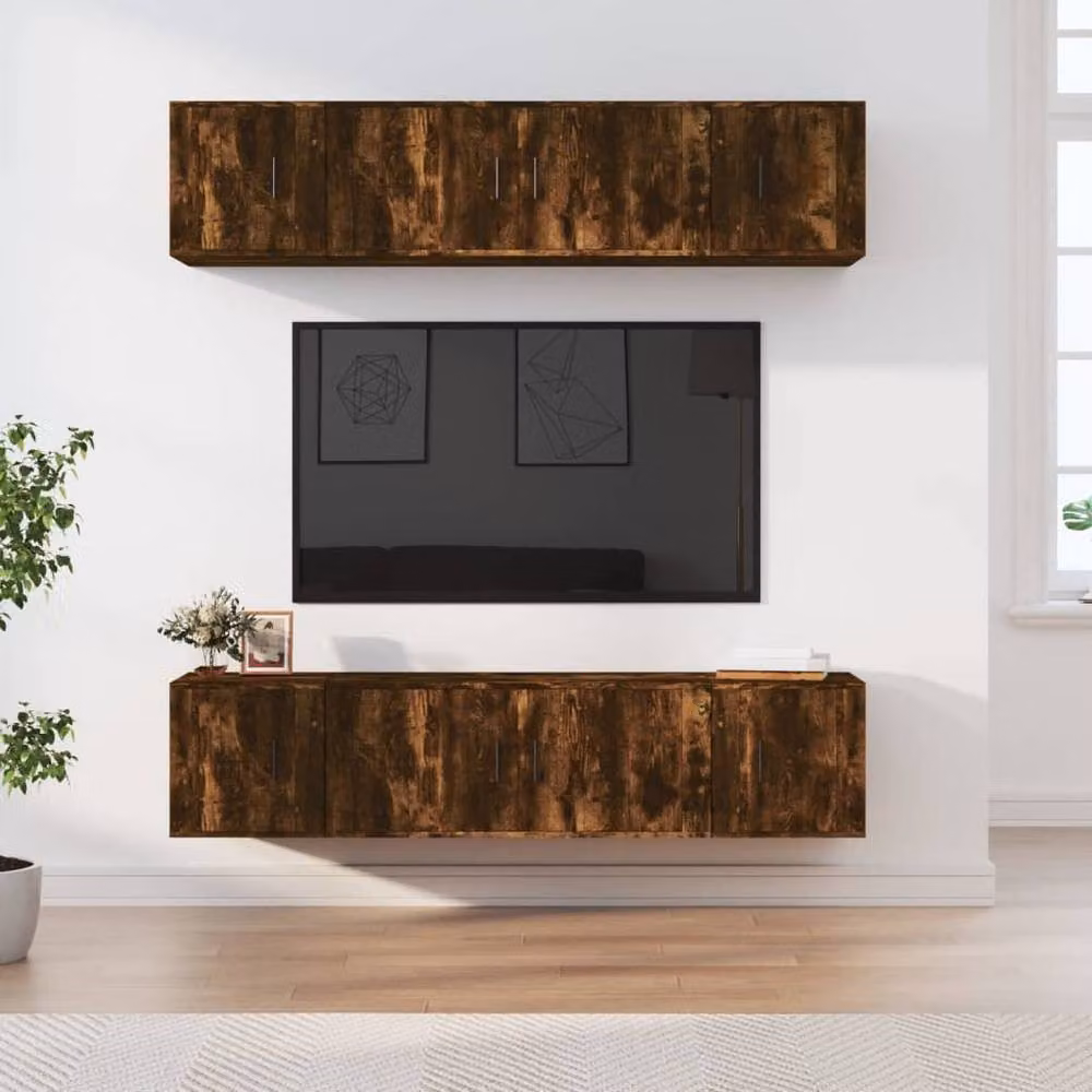 Berkfield Home Classic 6 Piece TV Cabinet Set in Smoked Oak and Brown Engineered Wood – 2