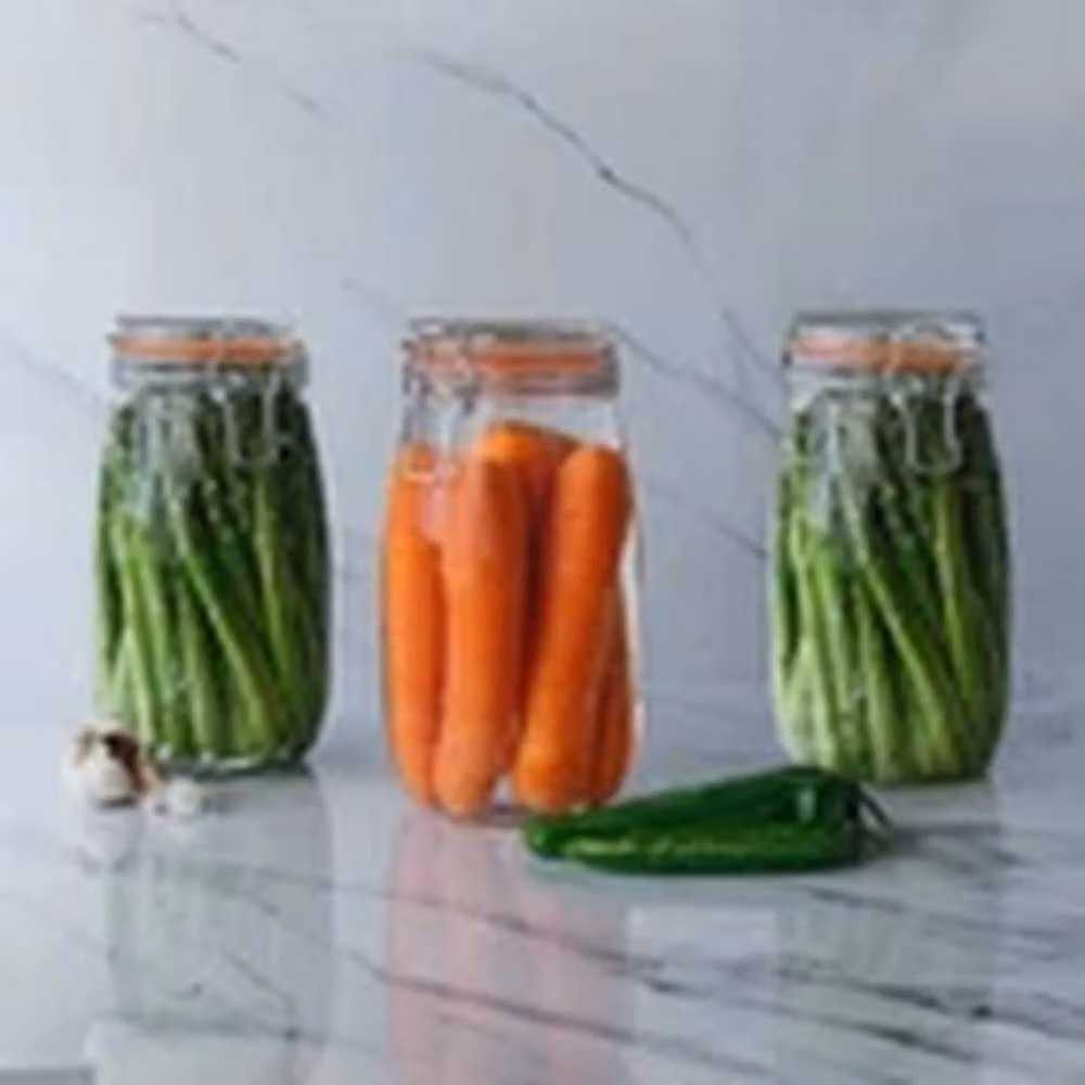 Havendro Pack of 3 Airtight Glass Storage Jars with Clip Top, 1.5 l each, Clear – 2