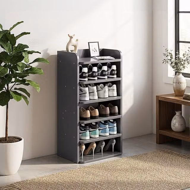 Livingandhome 6-Tier Freestanding Shoe Rack in Black