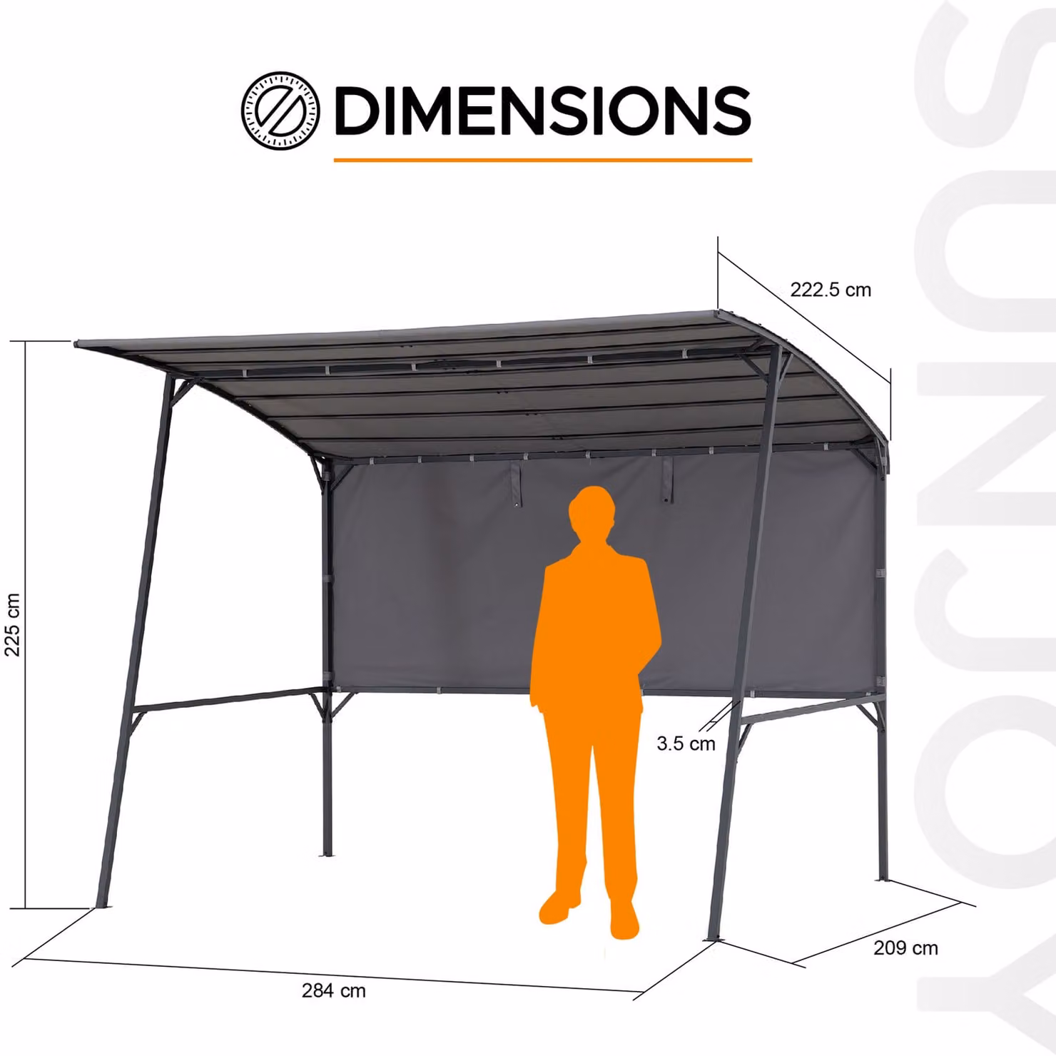 Sunjoy Modern Steel Outdoor Pergola in Grey, W/D/H: 284 x 219.5 x 225 cm – 2
