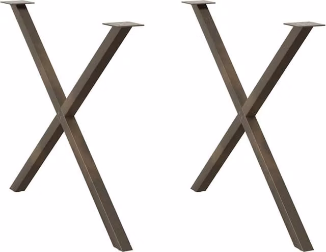 Berkfield Home X-Shaped Dining Table Legs, 2 Pieces, Brown Steel, H: 72-73 cm x W: 90 cm – 1