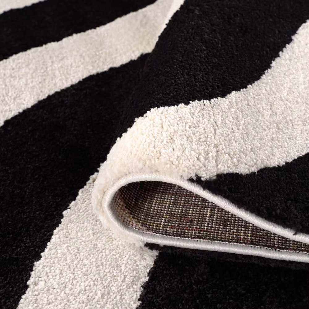 THE RUGS Joli Wavy Soft and Dense Pile Rectangular Rug in Black, W: 200 cm, D: 290 cm – 6