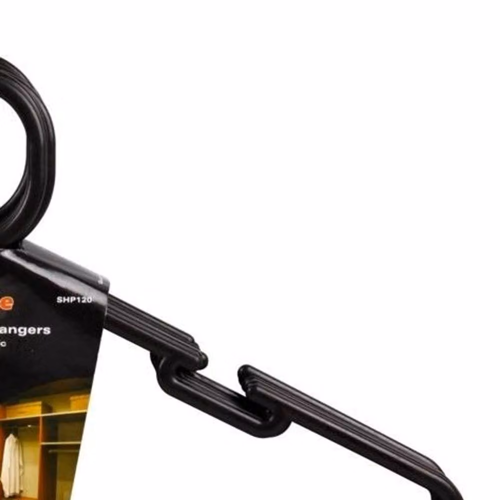 SupaHome Plastic Coat Hangers with Bar, Black, Pack of 8 – 2
