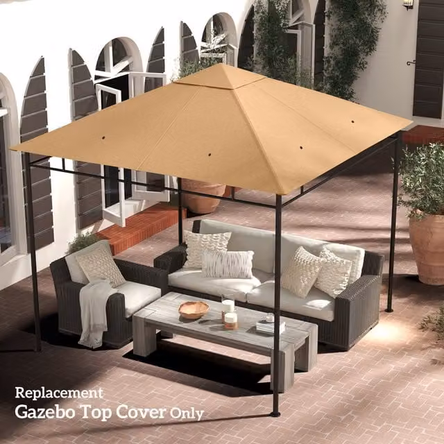 Outsunny Beige Polyester Gazebo Canopy Replacement Cover, W 300 cm x D 300 cm