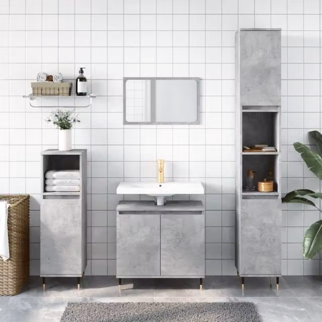 Berkfield Home Industrial Bathroom Cabinet in Grey, W/D/H: 58 x 33 x 60 cm – 1