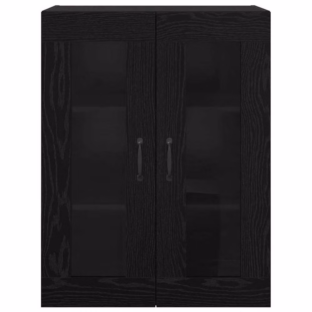 Berkfield Home Modern Black Wall Mounted Hanging Cabinet with Hinged Doors and Internal Shelves, W/D/H: 69.5 x 34 x 90 cm – 4