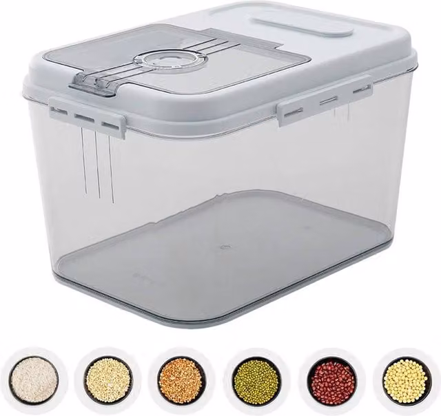 PAWNORA Airtight Clear Plastic Rice Bucket, 7.5 kg Capacity, BPA Free
