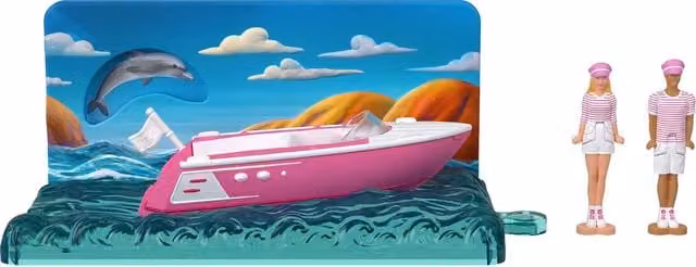 Mattel Barbie Mini Land Movie Vehicle Collection Pink Plastic Bike and Boat Playset
