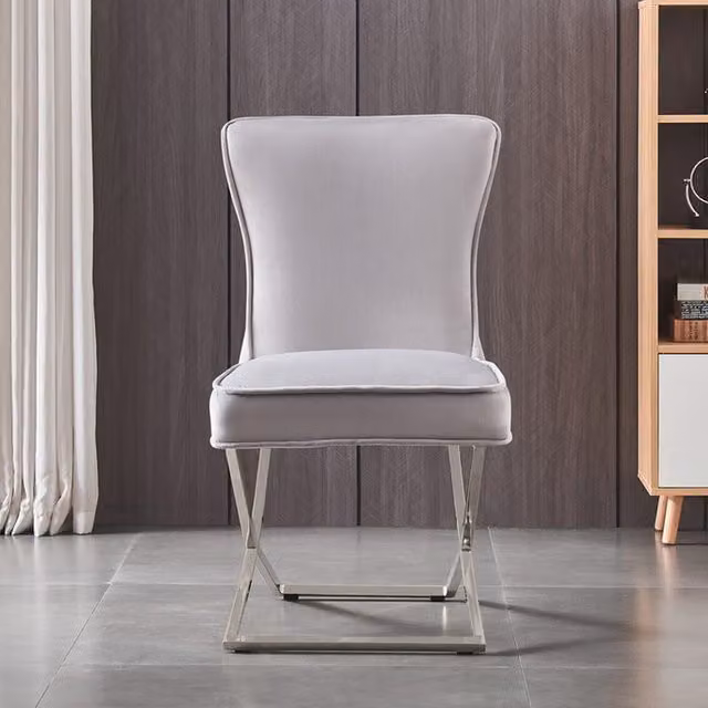 Life Interiors Trafalgar LUX Velvet Dining Chair in Light Grey