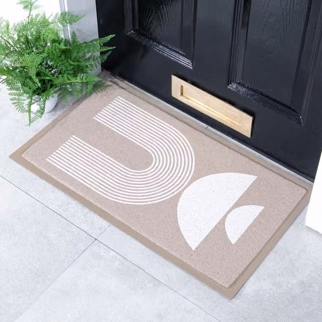 Artsy Mats Beige Semicircular Abstract Graphic Indoor Outdoor Doormat