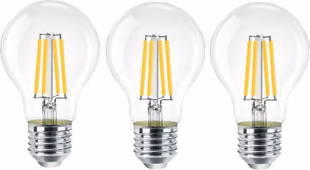ExtraStar 8W LED A60 Filament Bulb, E27, 3000K Warm White, Pack of 3