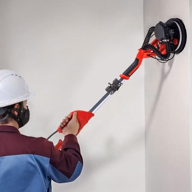 Livingandhome Long Handle Electric Drywall Sander with Vacuum Dust Collection, Red