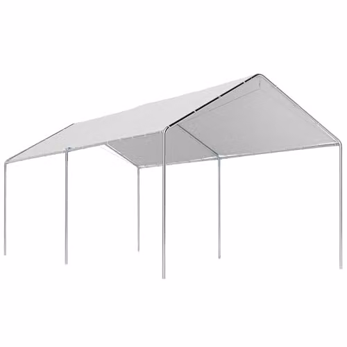 Outsunny White Galvanised Steel Gable Carport Garage Car Shelter – 1