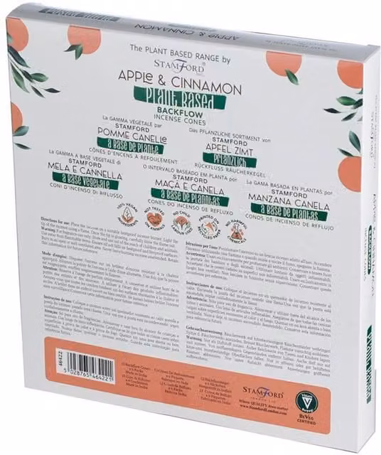 Stamford Plant Based Backflow Incense Cones Apple Cinnamon in White