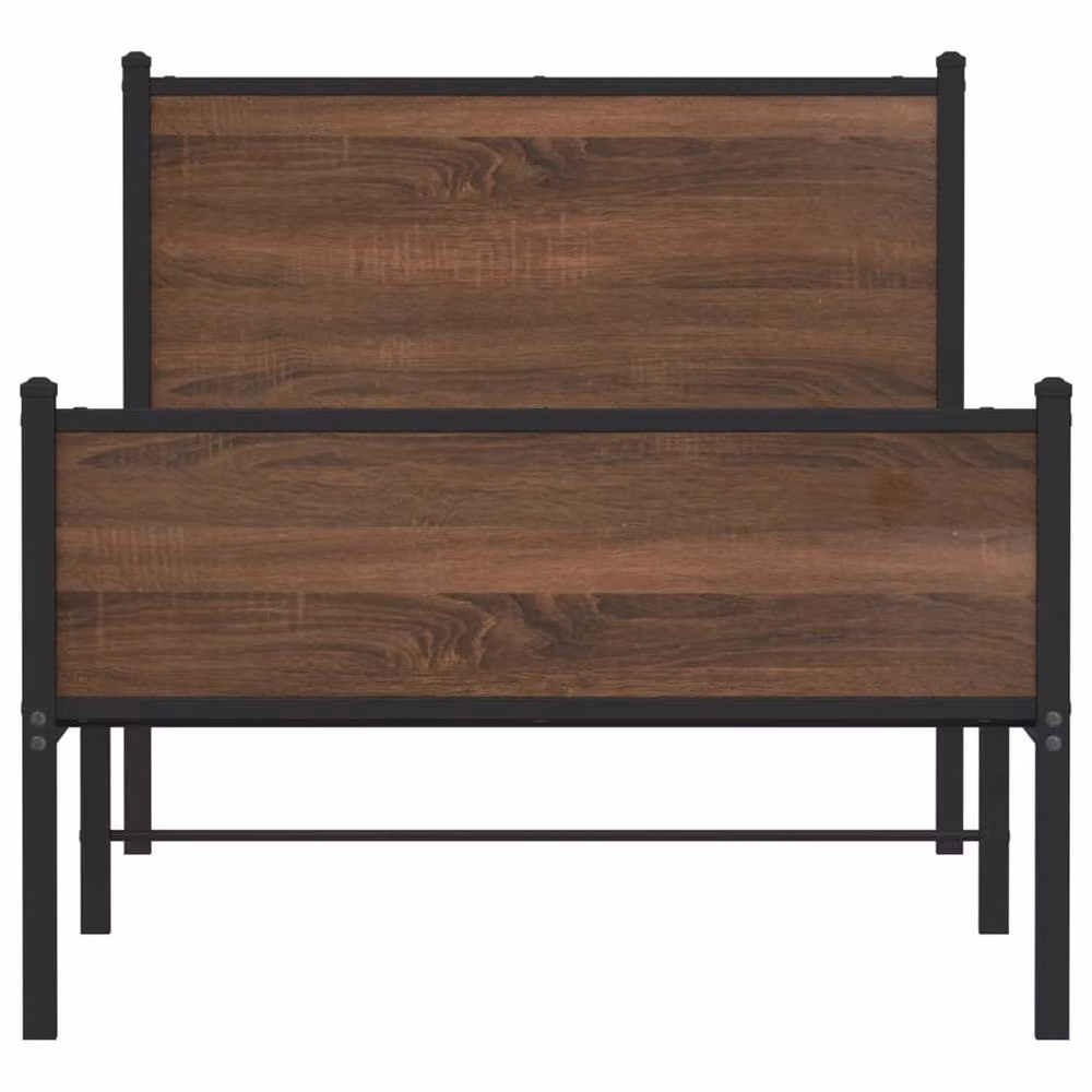 Berkfield Home Metal Bed Frame in Brown Oak, W: 80 cm, L: 200 cm – 4