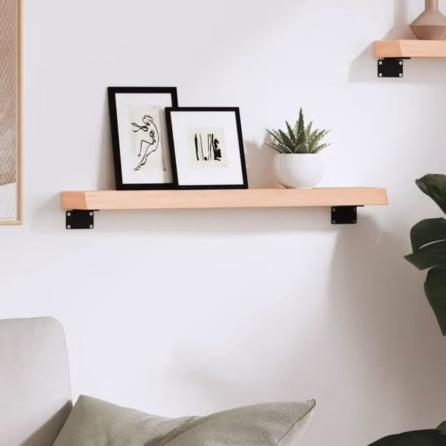 Berkfield Home Wall Mounted Oak Shelf in Light Tan, W/D/H: 60 x 10 x 4 cm