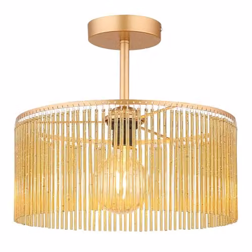 Nowa Round Metal and Acrylic Ceiling Light in Gold/Brass, Diameter: 35 cm, Height: 32 cm
