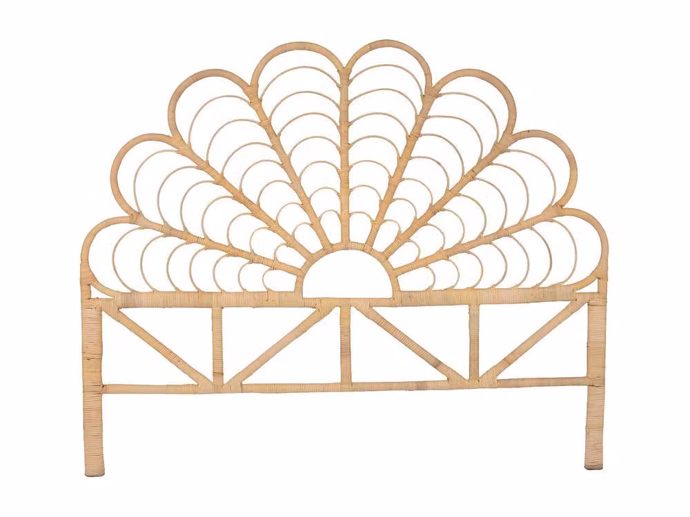 Vente-unique Flosia Rattan Headboard in Light Oak and Beige – 2