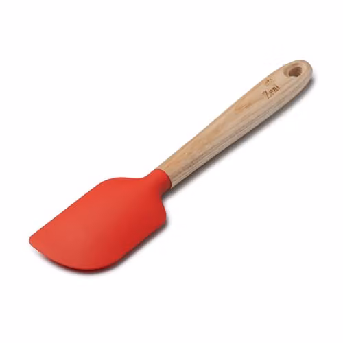 Zeal Red Silicone Spatula with Ash Wood Handle, 25 cm, Heat-Resistant and Non-Scratch – 1