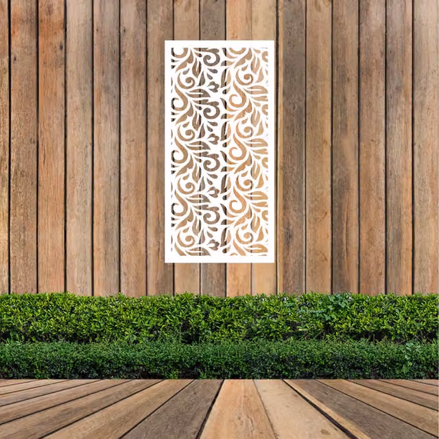 Laser Hut Dragon Herb Metal Wall Art in White