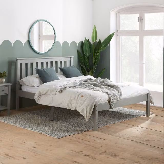 Birlea Denver Double Bed in Grey Lacquered Pine