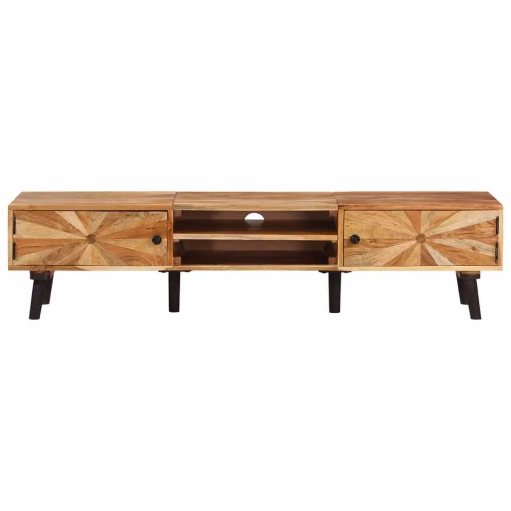 Berkfield Home Solid Acacia Wood TV Cabinet in Brown, W/D/H: 145 x 35 x 35 cm – 2