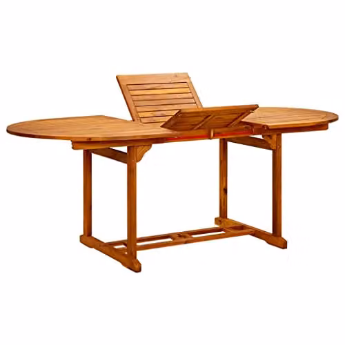 vidaXL Extendable Outdoor Dining Table in Brown Oiled Acacia Wood for Garden, Terrace or Kitchen