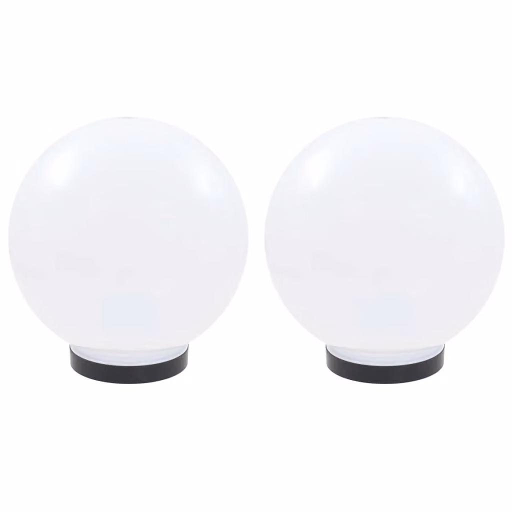 Berkfield Home Set of 2 White Spherical LED Bowl Tabletop Lamps, Diameter: 25 cm – 2